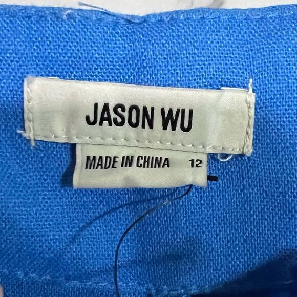 Jason Wu - Aqua Blue Linen Blend Braided
Trim Pants Sz 12 - Picture 9 of 12